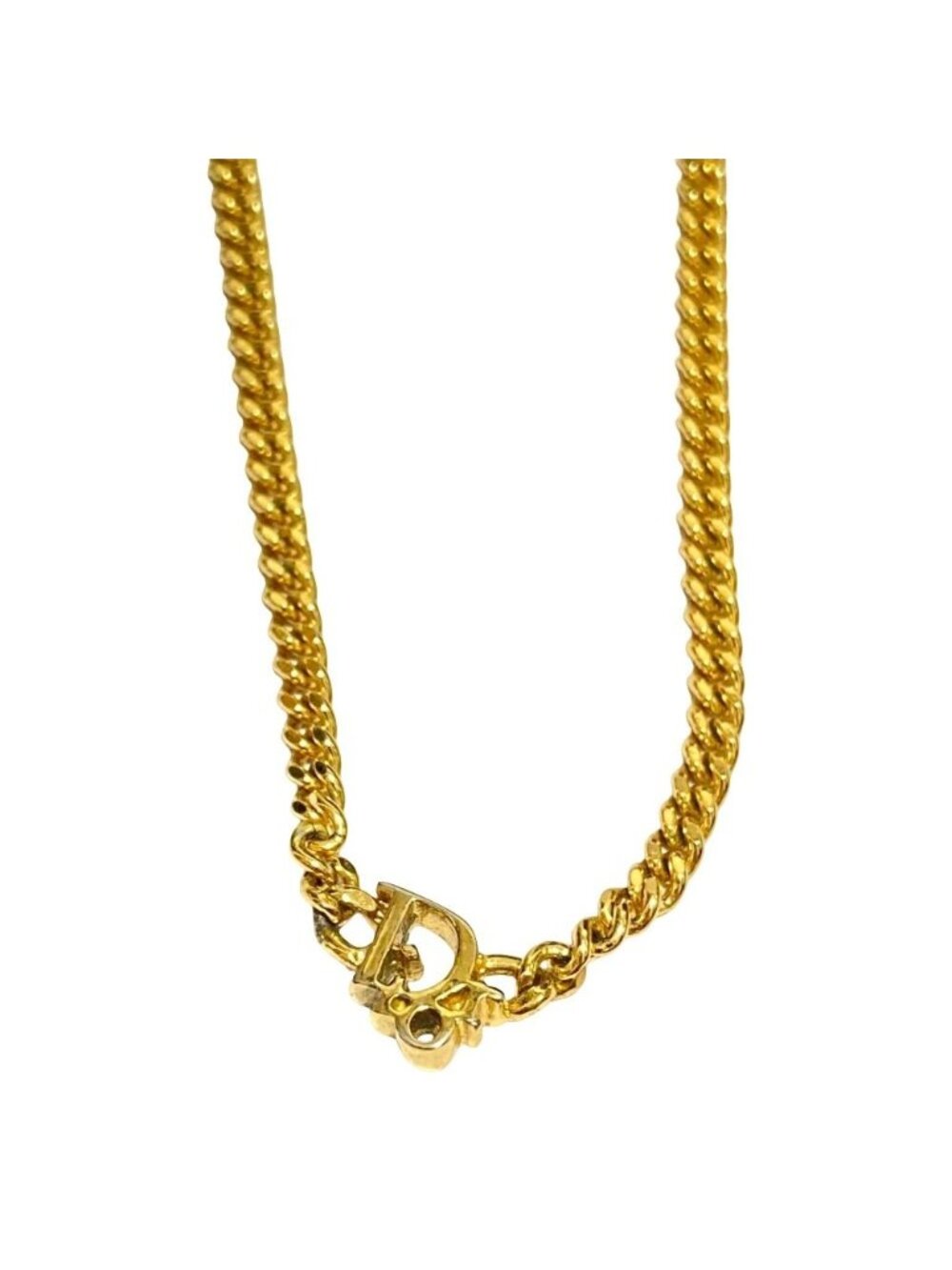 Dior Logo Chain Necklace Gold Colored